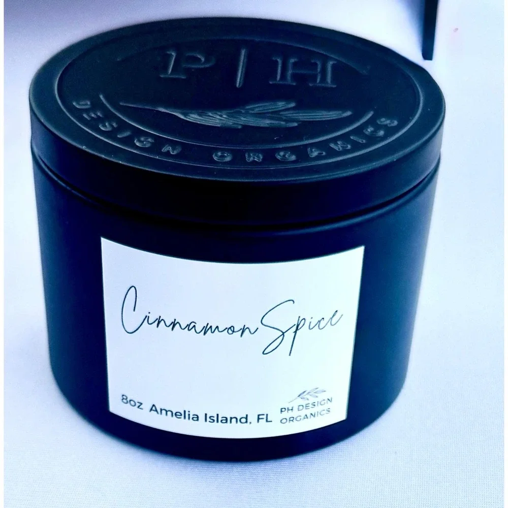PH Design Organics Cinnamon Spice 8oz Soy‎ Candle Amelia Island FL Double Wick